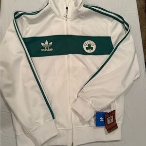 Adidas White and Green Track Jacket